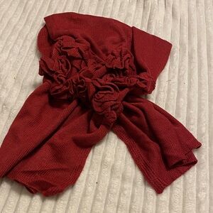 Dark Pink Knit Scarf with Ruffle Details
